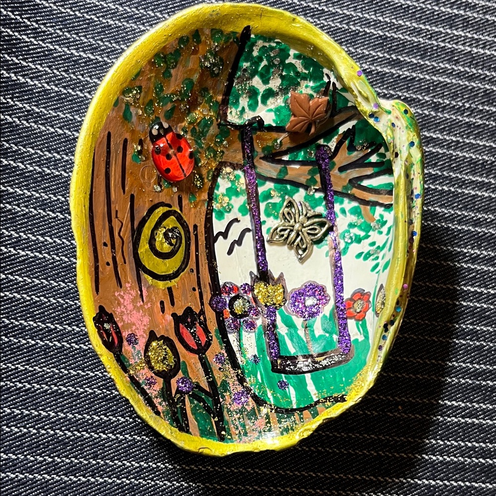 Vibrant Hand-Painted Art Bowl with Nature Design